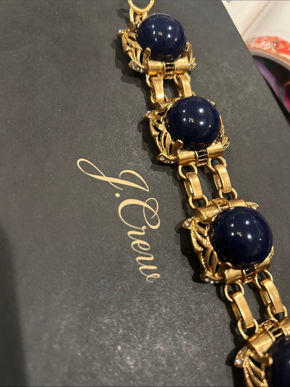 NWOT J. Crew Navy Golden Cabochon Bracelet - Picture 4 of 8